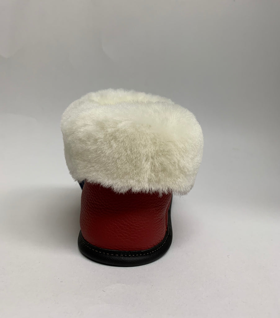 Pantoufles Garneau Bottine Souriante pour Femmes en Mouton en Cuir 2 tons Rouge - Dealorys