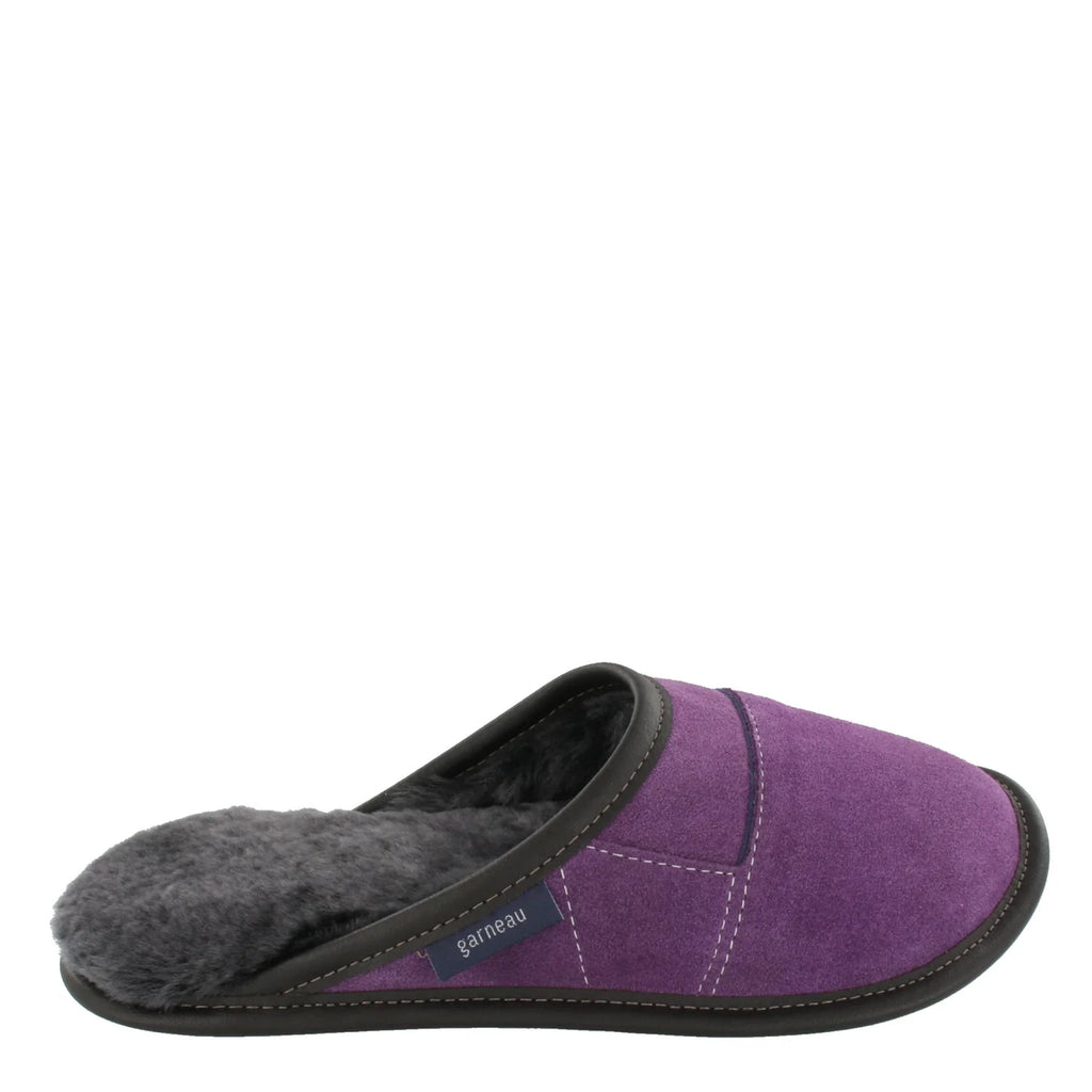 Pantoufles Garneau MULE EN SUÈDE Laser Shearling Silverfox - Dealorys