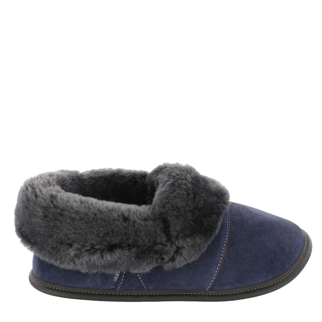 Pantoufles Garneau PARESSEUSE EN SUÈDE Marine Mouton Silverfox | Pantoufles pour Hommes - Dealorys