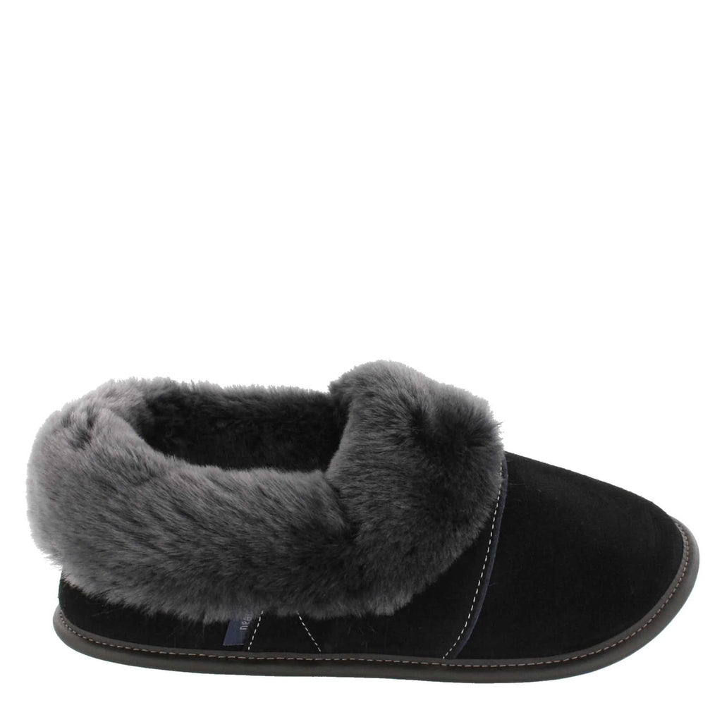 Pantoufles Garneau PARESSEUSE EN SUÈDE Noir Mouton Silverfox | Pantoufles pour Hommes - Dealorys