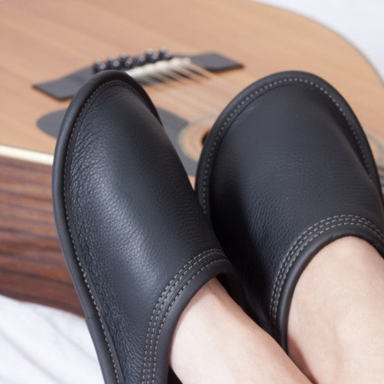 Pantoufles Garneau DE STYLE MULE TOUT CUIR Noir pour Hommes - Dealorys