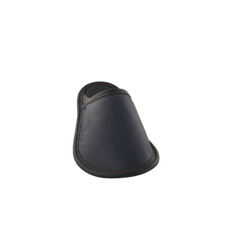 Pantoufles Garneau DE STYLE MULE TOUT CUIR Marine pour Hommes - Dealorys
