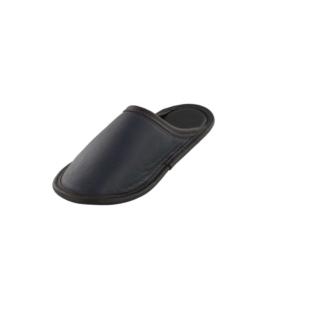 Pantoufles Garneau DE STYLE MULE TOUT CUIR Marine pour Hommes - Dealorys