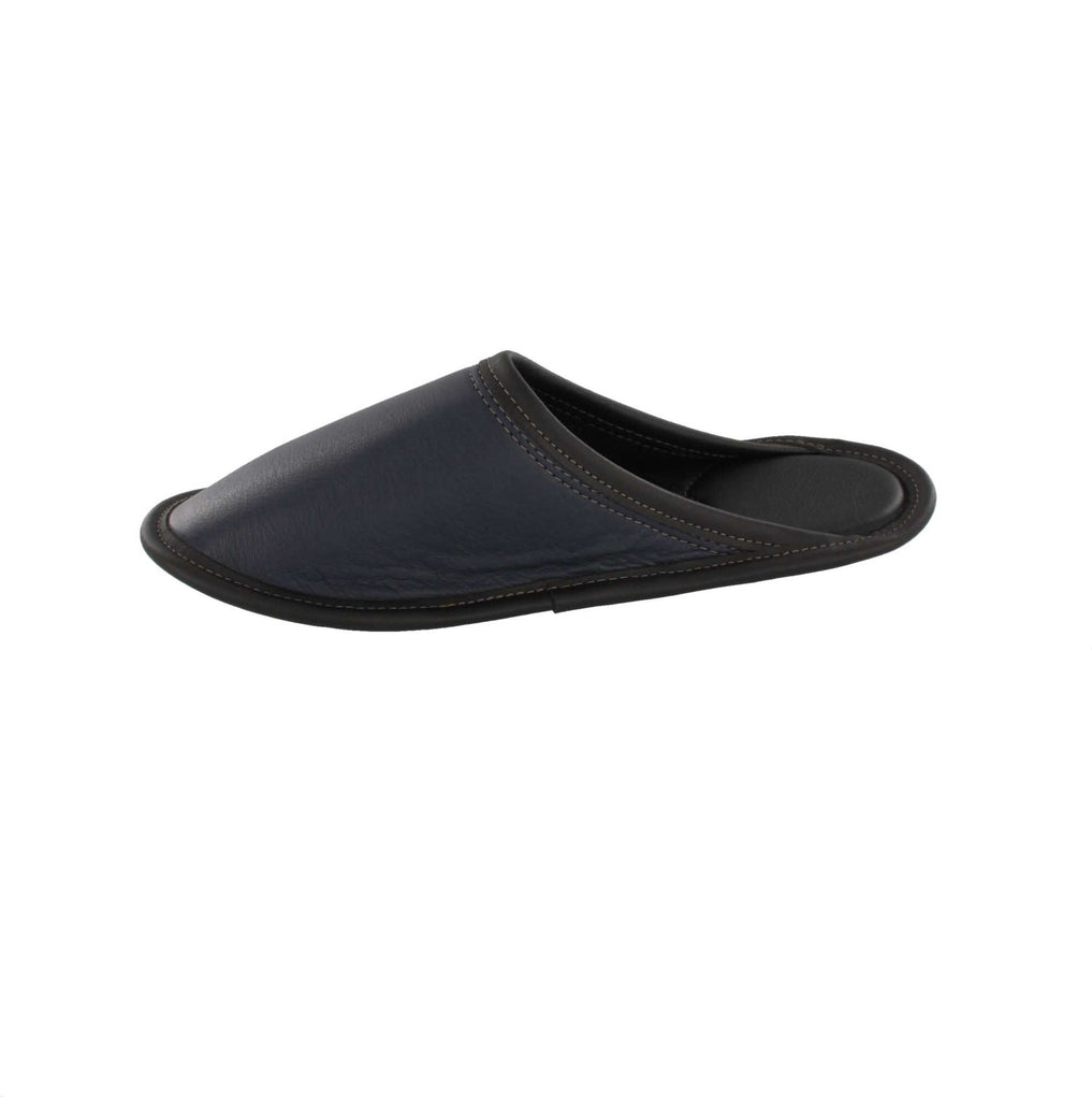 Pantoufles Garneau DE STYLE MULE TOUT CUIR Marine pour Hommes - Dealorys