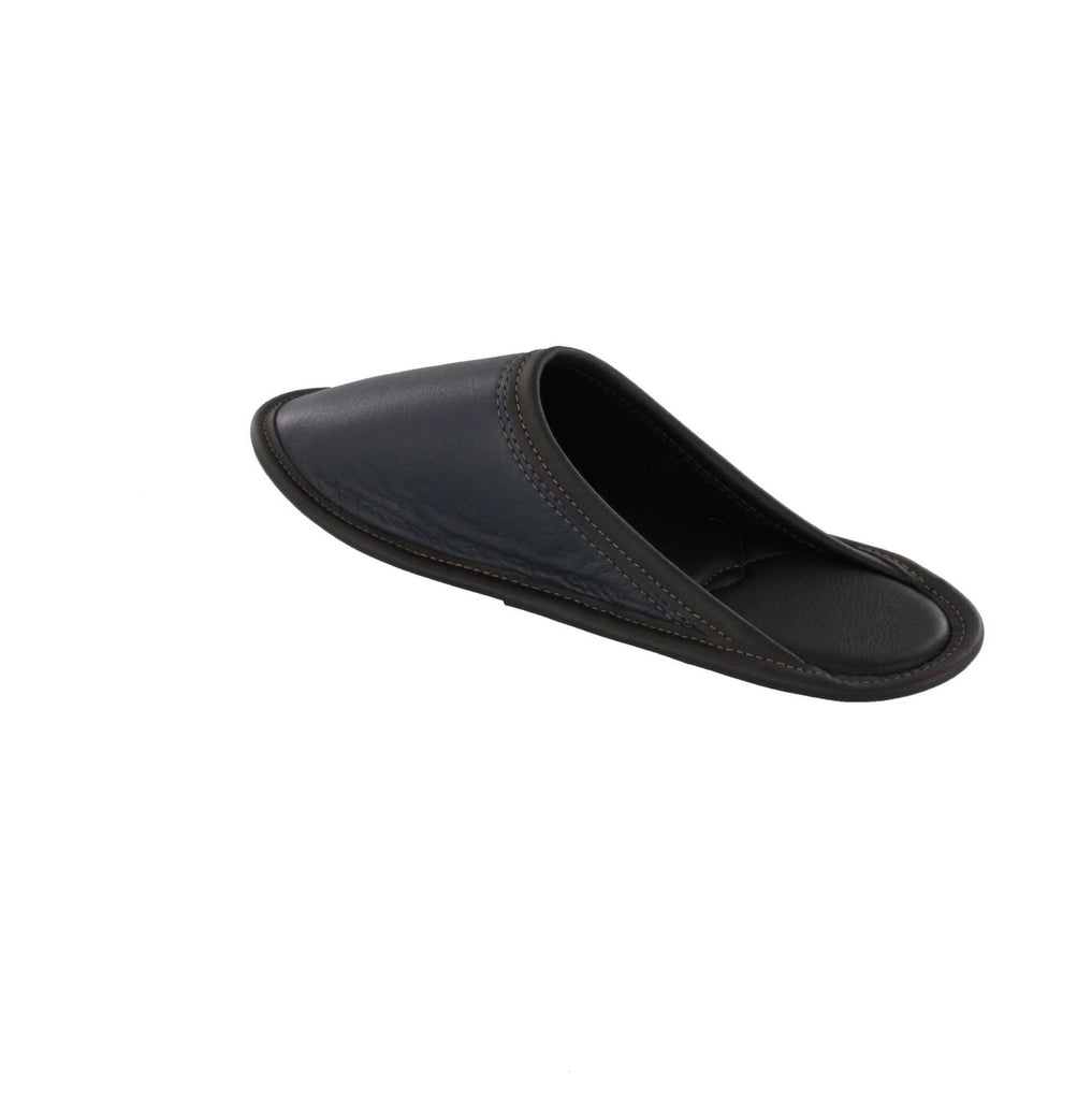Pantoufles Garneau DE STYLE MULE TOUT CUIR Marine pour Hommes - Dealorys