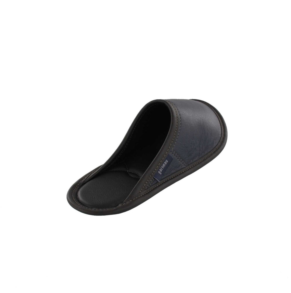Pantoufles Garneau DE STYLE MULE TOUT CUIR Marine pour Hommes - Dealorys