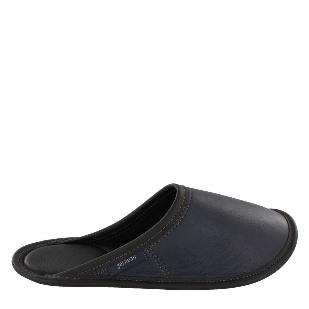 Pantoufles Garneau DE STYLE MULE TOUT CUIR Marine pour Hommes - Dealorys