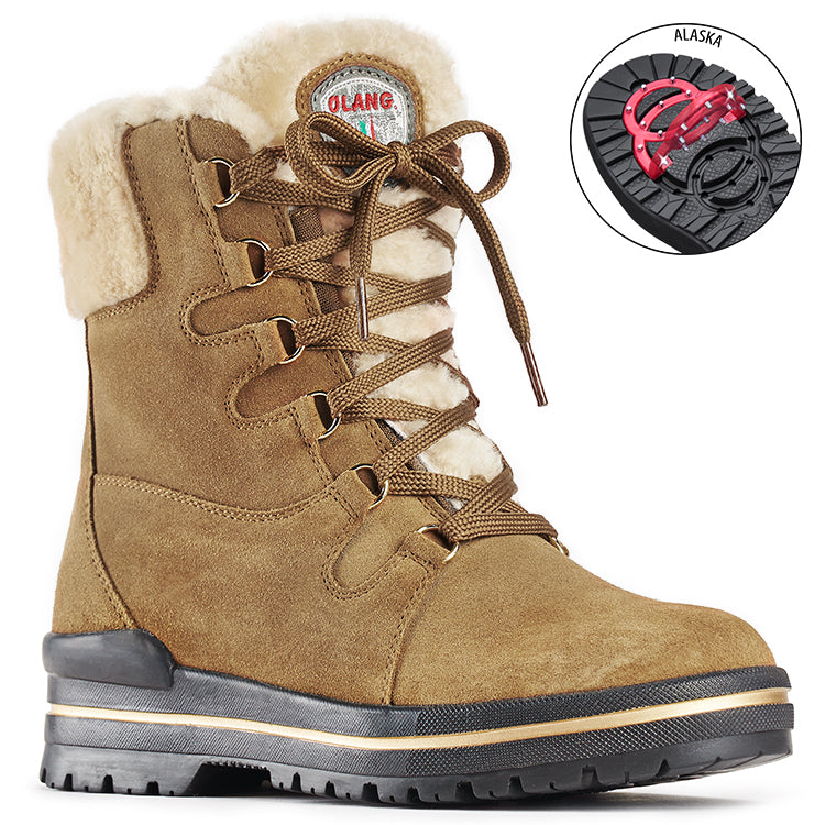 Olang MERIBEL CUOIO BOTTE D'HIVER À CRAMPONS RABATTABLES - Dealorys