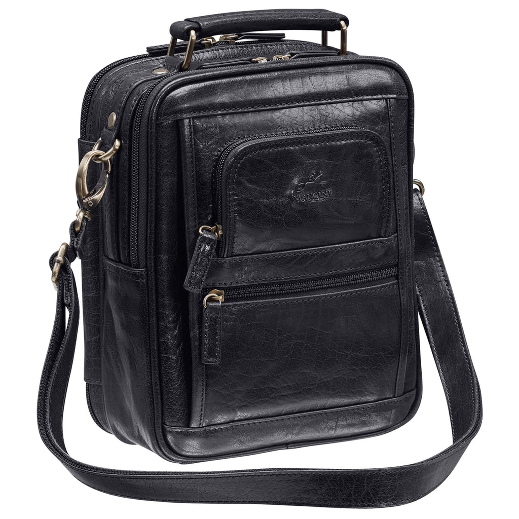 Mancini Grand sac unisexe avec organisateur arrière à glissière 1410-12 Noir | Cuir - Dealorys