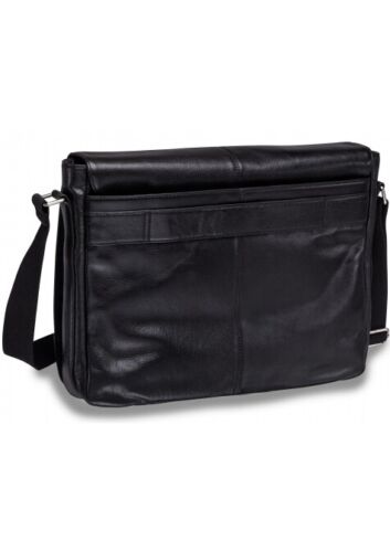 Mancini Sac de messager pour ordinateur portable / tablette 15" 1410-01 Noir | Cuir - Dealorys