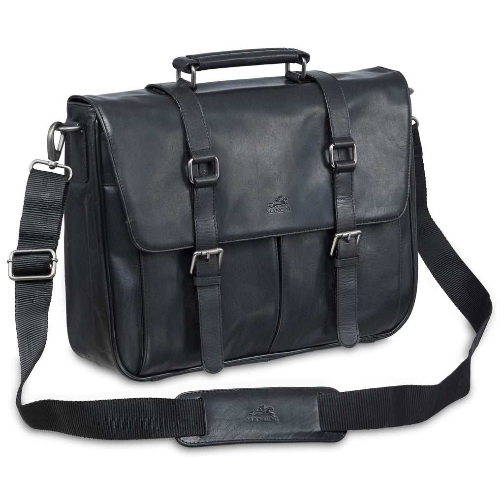 Mancini Porte-document à un compartiment pour portable 15" 99-5464 Noir | Cuir - Dealorys