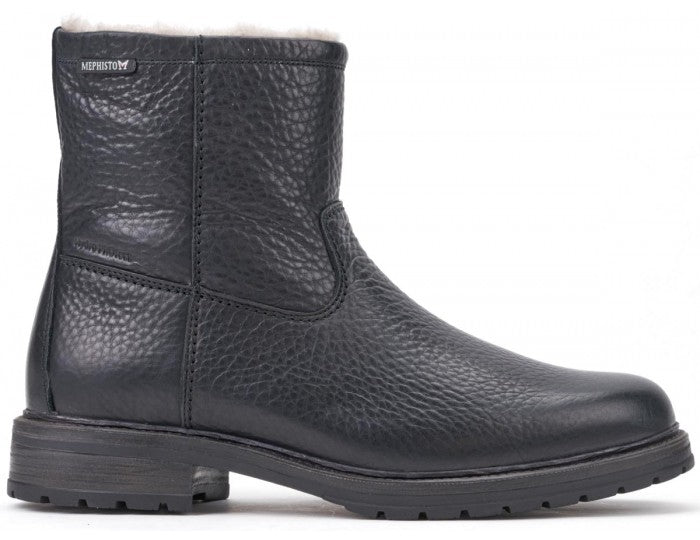Mephisto LEONARDO Noir Bottes d'hiver en peau de Mouton Confortables pour hommes avec semelles amovibles - Dealorys