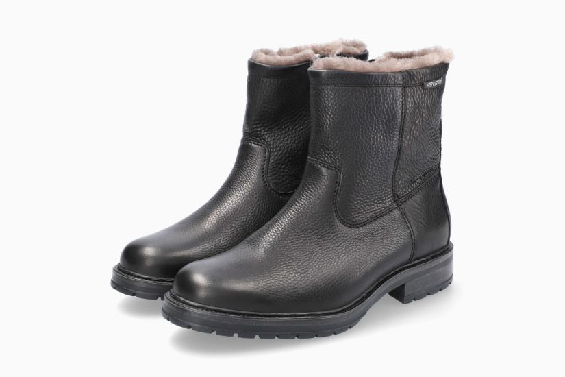 Mephisto LEONARDO Noir Bottes d'hiver en peau de Mouton Confortables pour hommes avec semelles amovibles - Dealorys