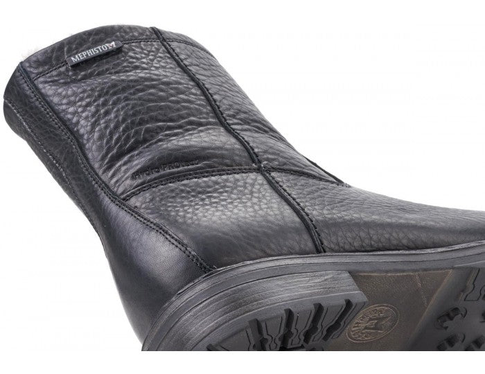 Mephisto LEONARDO Noir Bottes d'hiver en peau de Mouton Confortables pour hommes avec semelles amovibles - Dealorys