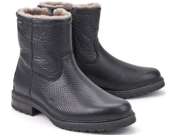 Mephisto LEONARDO Noir Bottes d'hiver en peau de Mouton Confortables pour hommes avec semelles amovibles - Dealorys