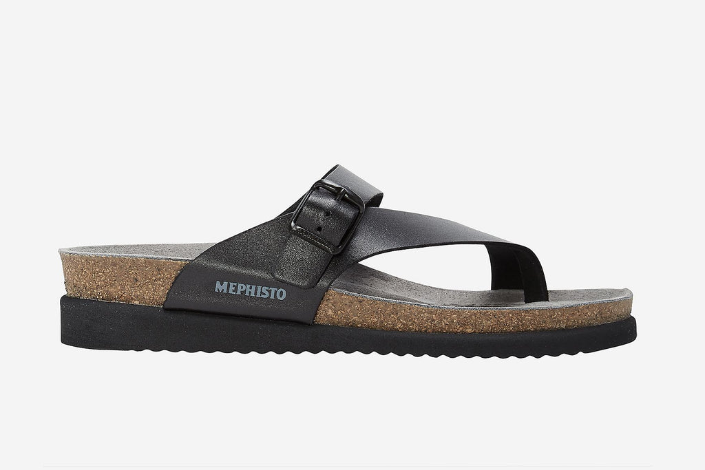 Mephisto HELEN PLUS Black 2800 Sandales en cuir pour femmes large - Dealorys