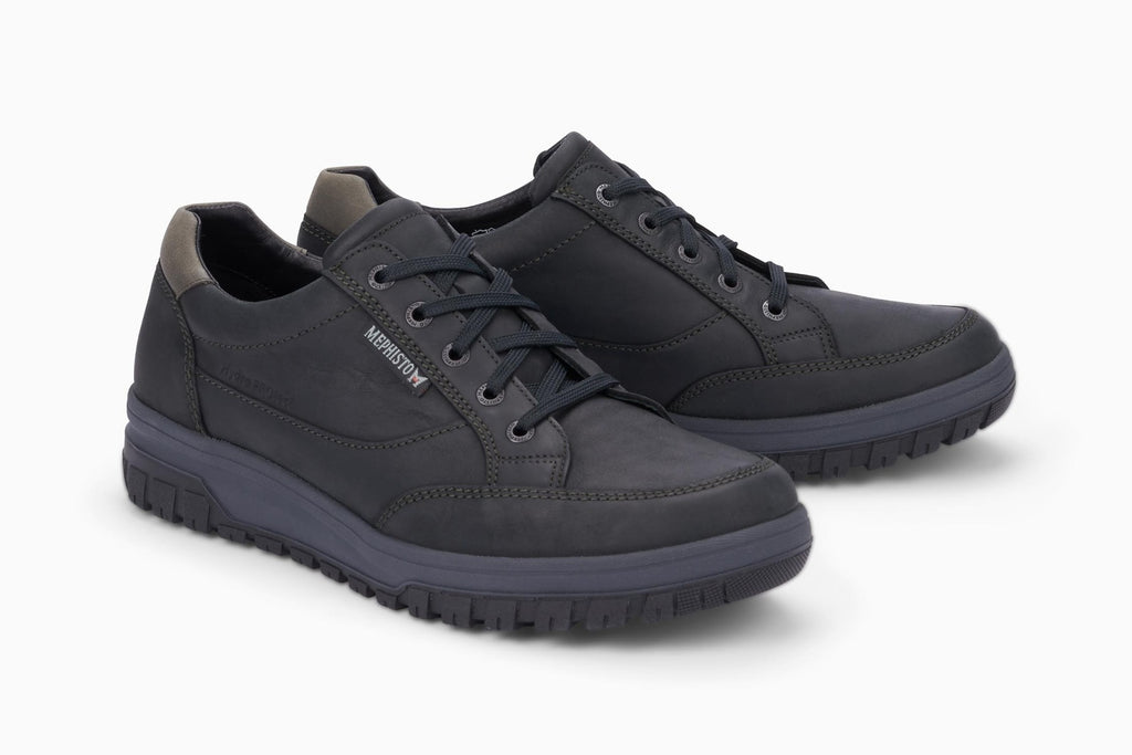 Mephisto PACO Black Grizzly 100-152 Chaussures Confortables à lacets pour hommes avec semelles amovibles - Dealorys