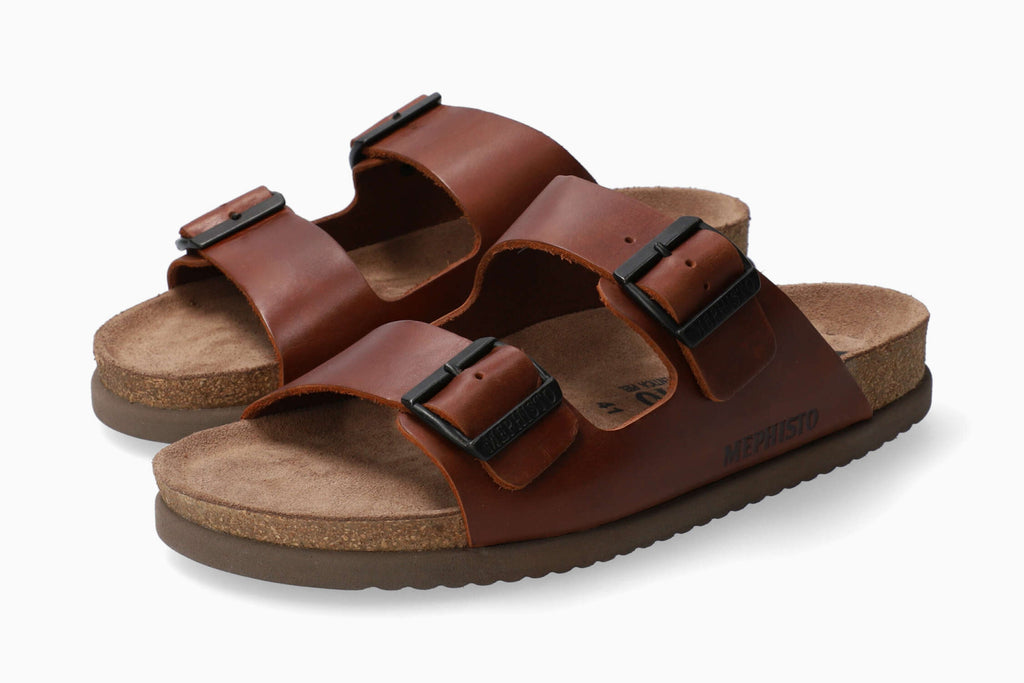 Mephisto NERIO Chestnut Cuir huilé 3478 Sandale pour Homme Orthopédique - Dealorys