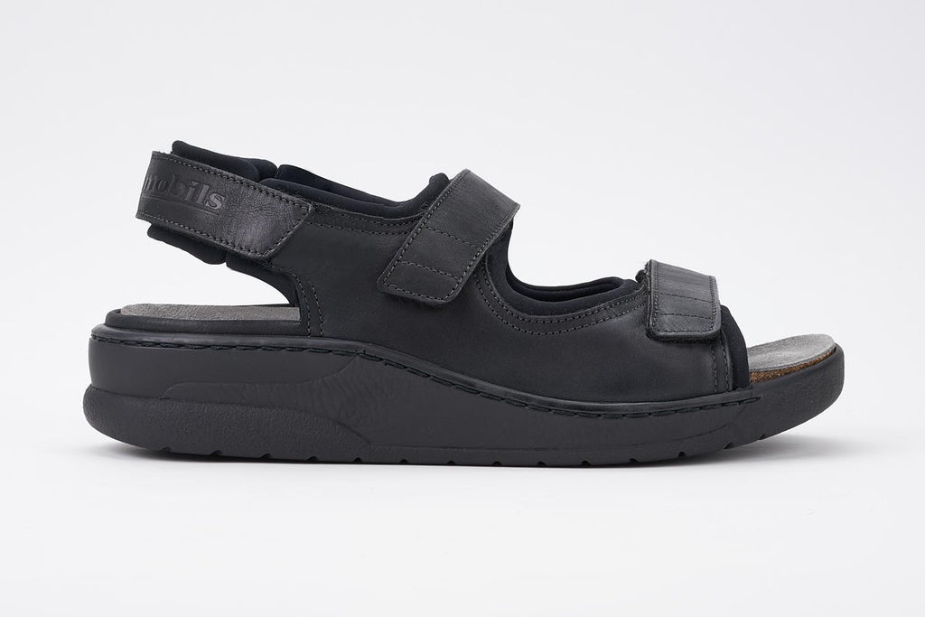 Mobils VALDEN 11900 Black by Mephisto Sandale Confortable pour hommes avec semelles amovibles Large - Dealorys