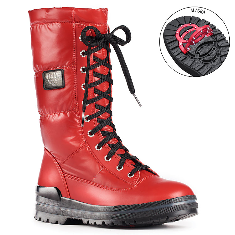 Olang GLAMOUR ROSSO Botte d'hiver à crampons rabattables pour femmes - Dealorys