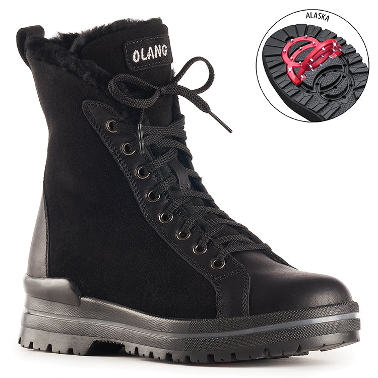 Olang ZAIDE NERO Bottes d'hiver à crampons rabattables pour femmes - Dealorys