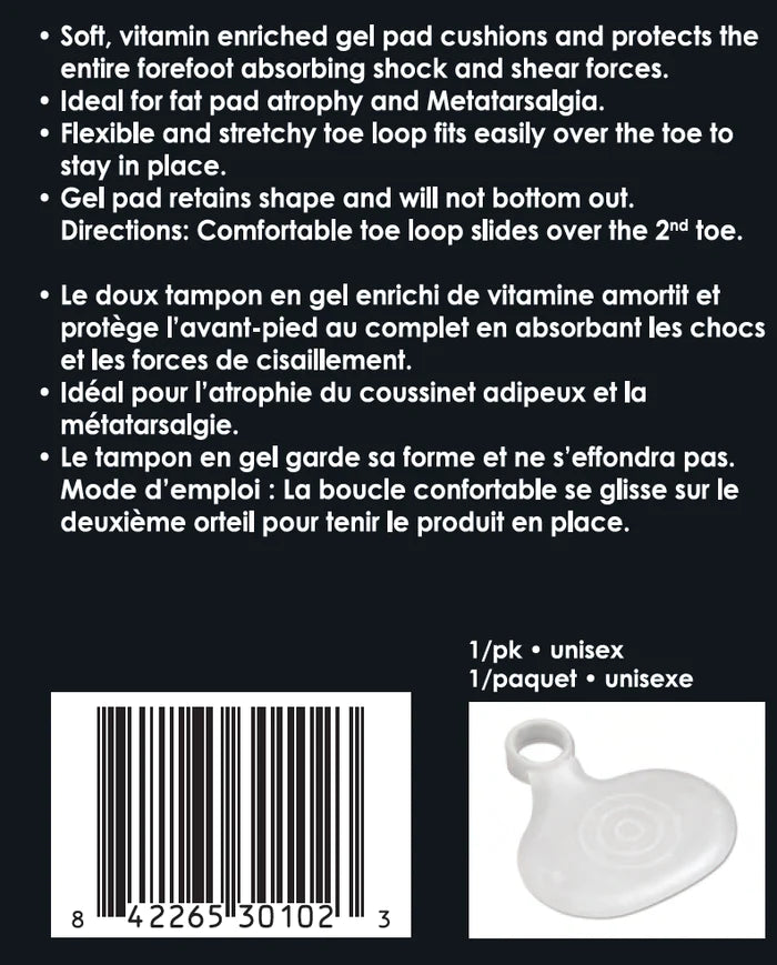 Paradigm Medical - Tampon métatarsien en gel avec boucle d'orteil - Dealorys
