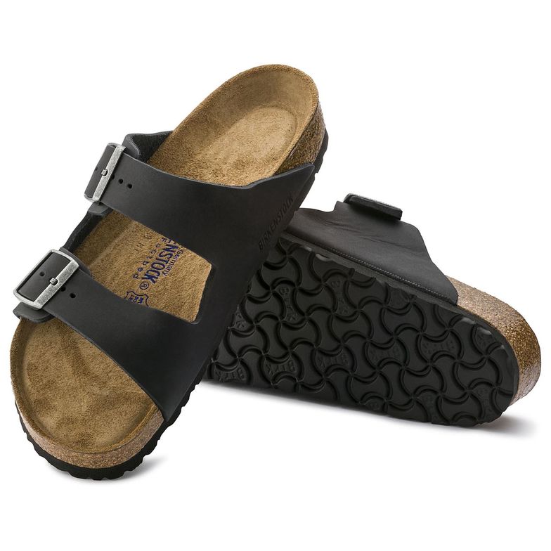 Birkenstock ARIZONA SOFT 752481 Cuir Huilé Noir - Dealorys