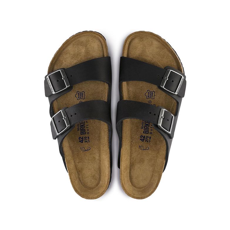 Birkenstock ARIZONA SOFT 752481 Cuir Huilé Noir - Dealorys