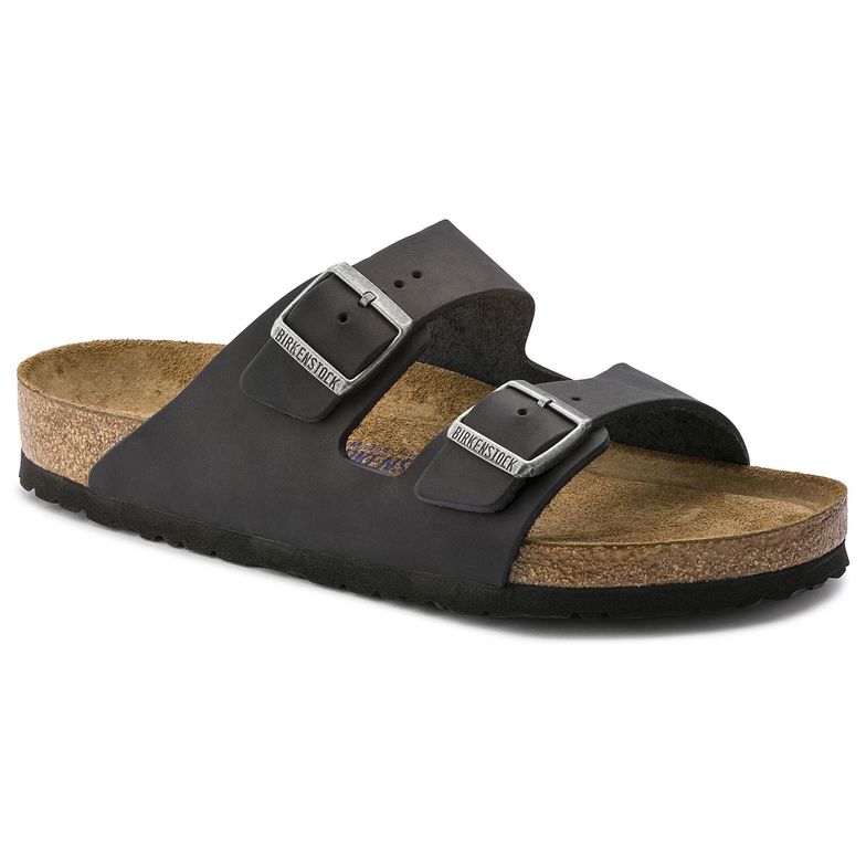 Birkenstock ARIZONA SOFT 752481 Cuir Huilé Noir - Dealorys
