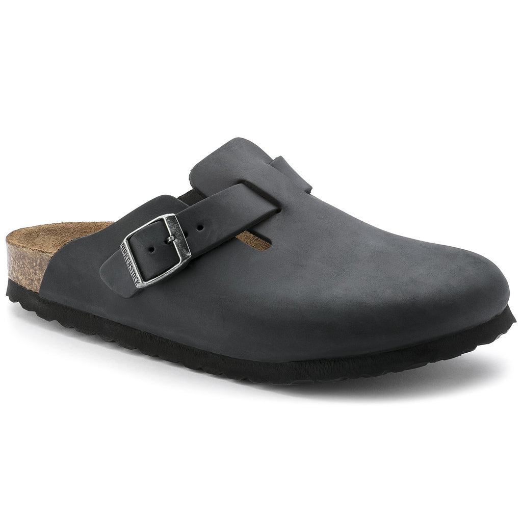 Birkenstock Boston 059461 Black Oiled Leather Largeur Régulière - Dealorys