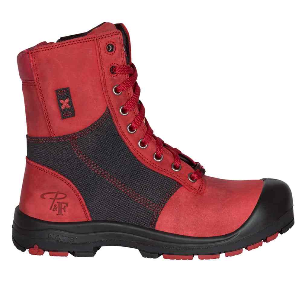 Pilote et Filles PF368 ROUGE Bottes de travail 8'' pour Femmes Embout protecteur et semelle d’acier CSA - Dealorys