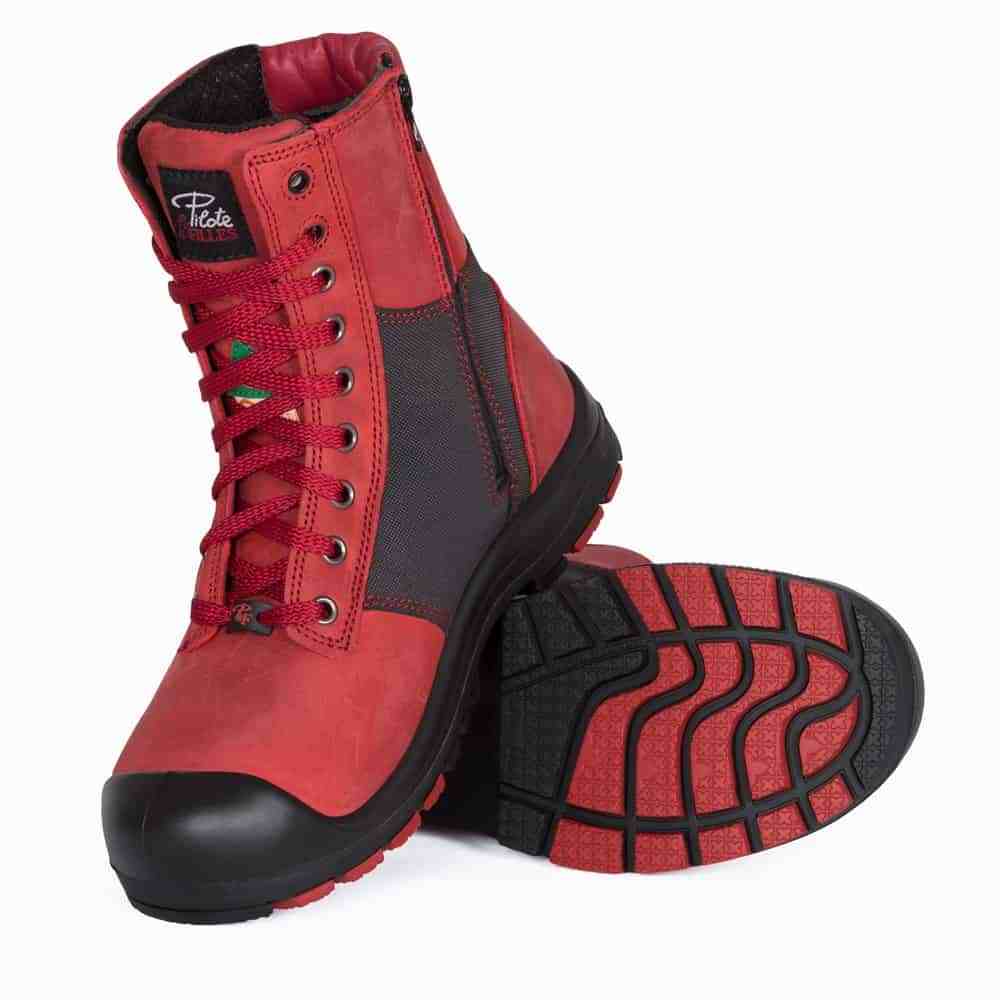 Pilote et Filles PF368 ROUGE Bottes de travail 8'' pour Femmes Embout protecteur et semelle d’acier CSA - Dealorys