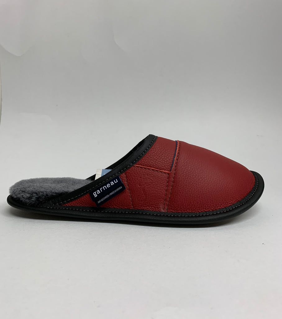 Pantoufles Garneau MULE TOUT USAGE EN CUIR 2 TONS Rouge Mouton Silverfox pour Femmes en Mouton - Dealorys