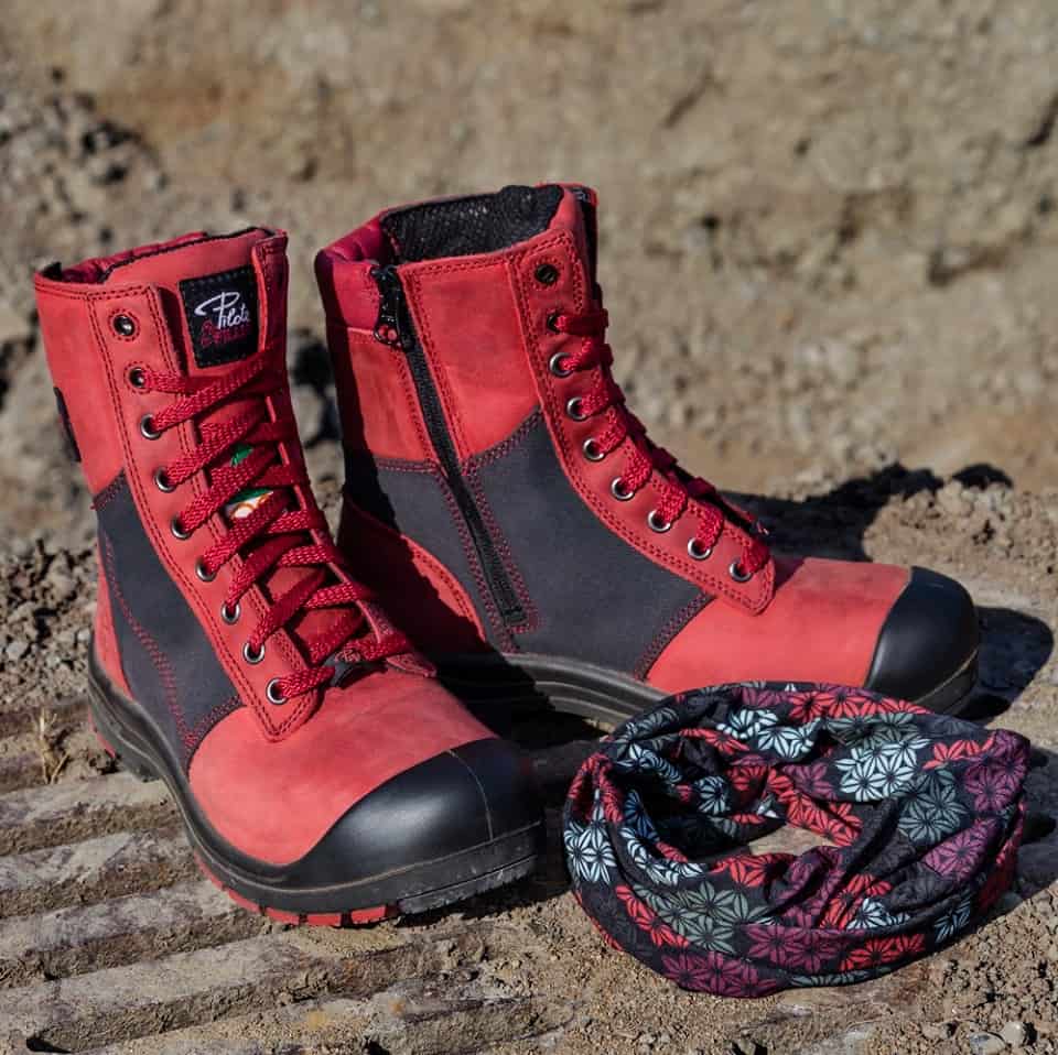 Pilote et Filles PF368 ROUGE Bottes de travail 8'' pour Femmes Embout protecteur et semelle d’acier CSA - Dealorys